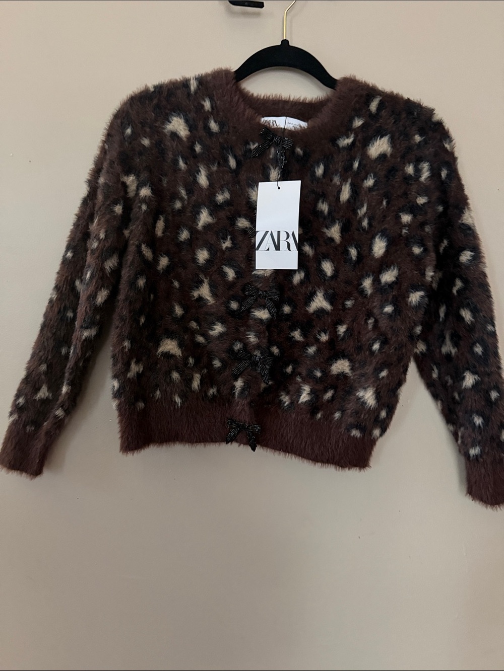 Zara Brown Leopard-Print Teddy Jacket